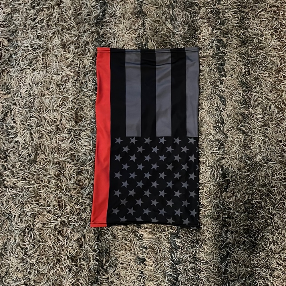 Face Mask Neck Gaiter: Fire Department Red Stripe